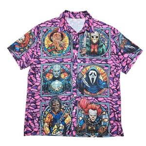 Tall Halloween Horror Movie Men's Short Sleeve Shirt Sz Xl